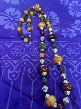 Handcrafted Multicolor Agate Bead Necklace - Women Jewelry